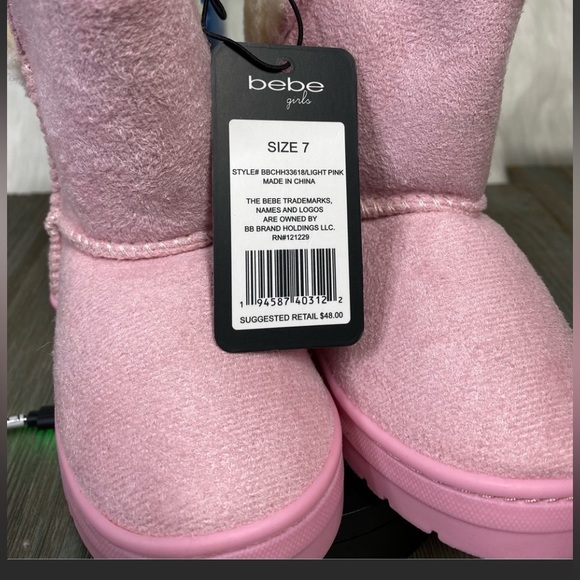 bebe kids faux fur trim boot pink New - Picture 5 of 10